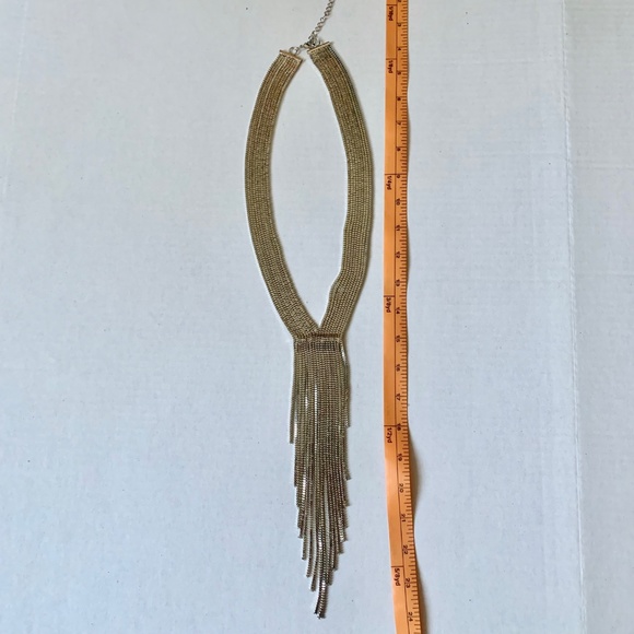 Silver Statement Fringe Chain Y-Necklace - Picture 5 of 6